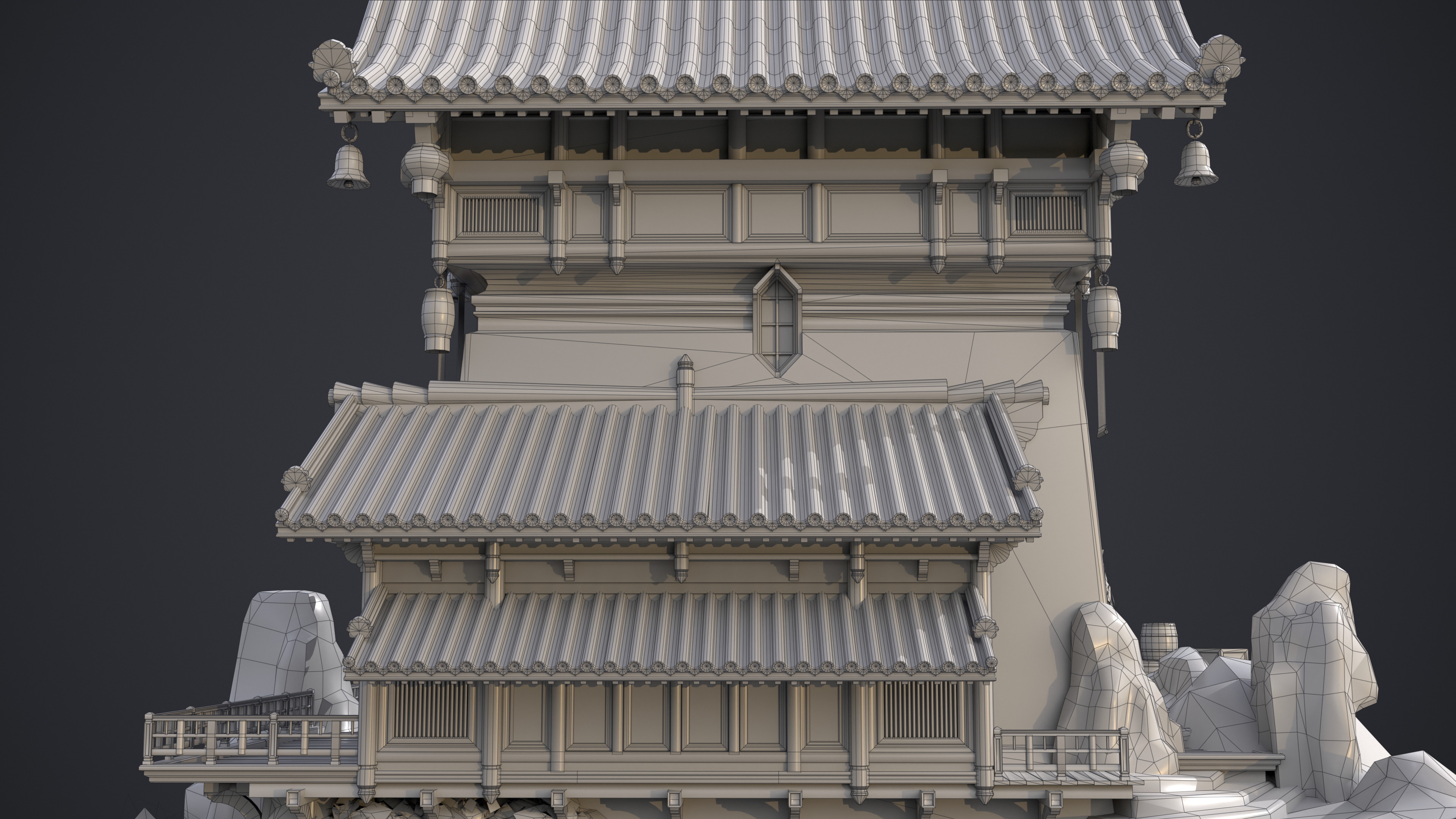 Old Asian Building Low-poly 3D model_24