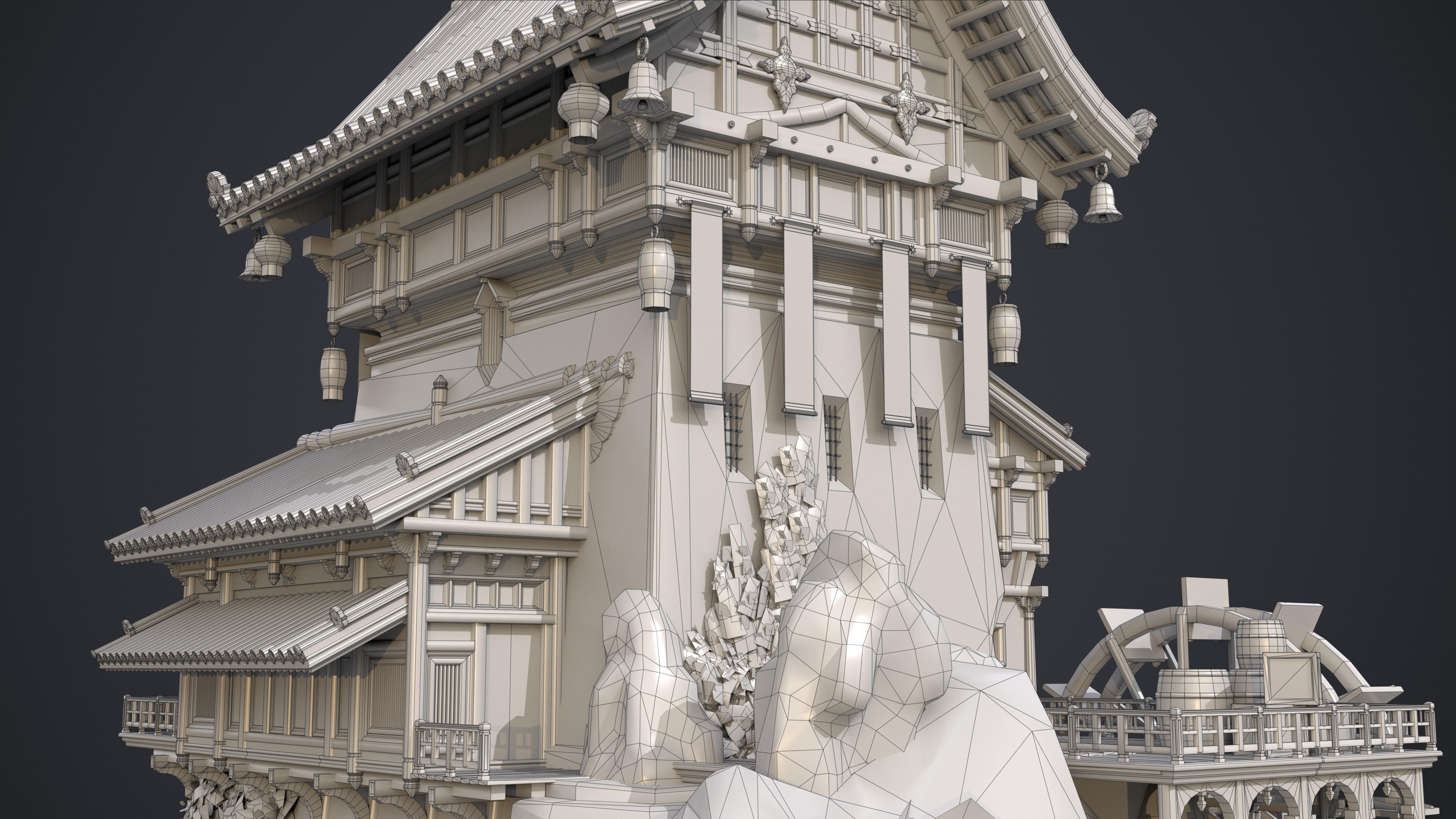 Old Asian Building Low-poly 3D model_21