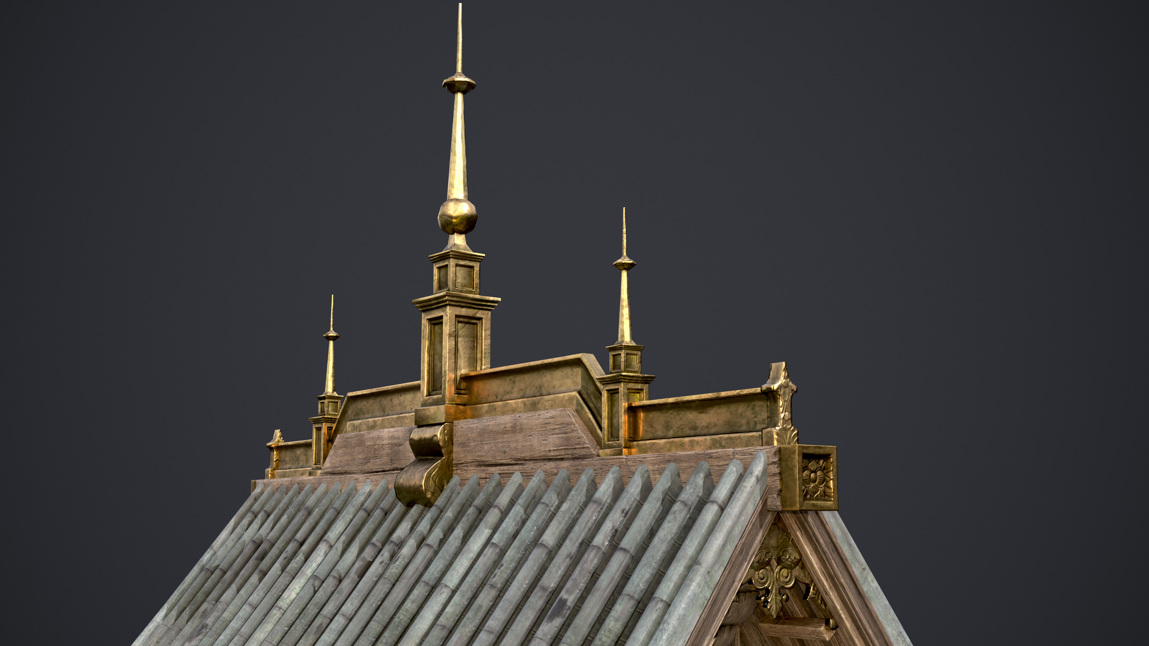 Old Asian Building Low-poly 3D model_7