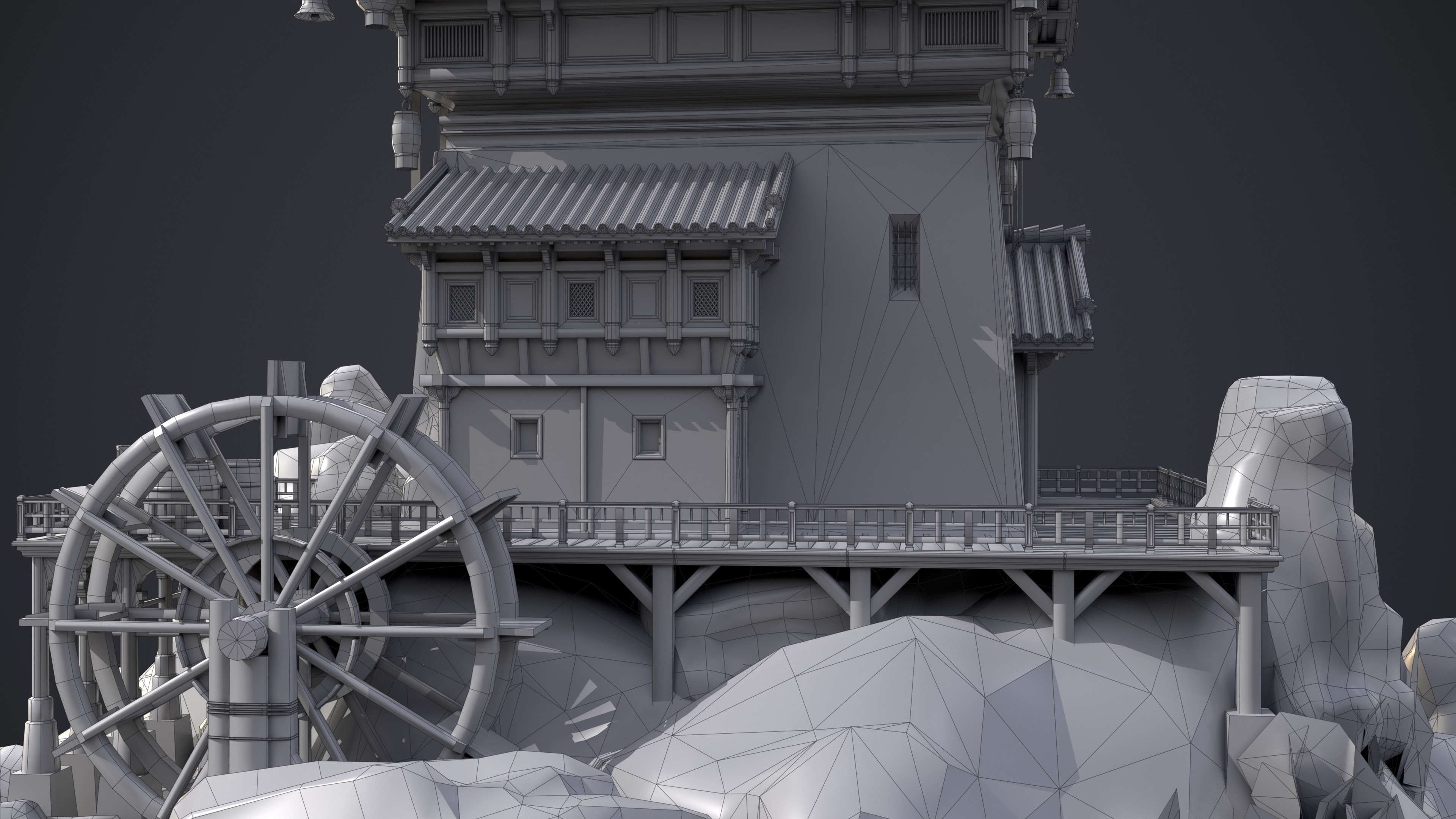 Old Asian Building Low-poly 3D model_22