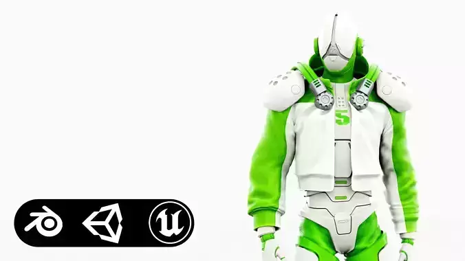 CYBORGTOPIA B-6  Rigged for Unreal Engine - Unity - MIXAMO