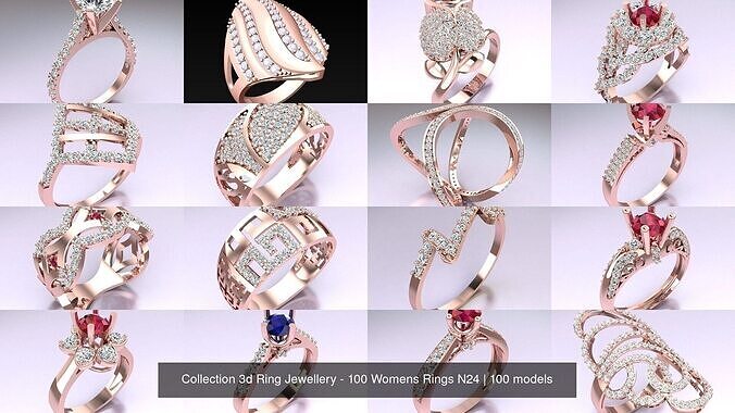 Collection 3d Ring Jewellery - 100 Womens Rings N24 