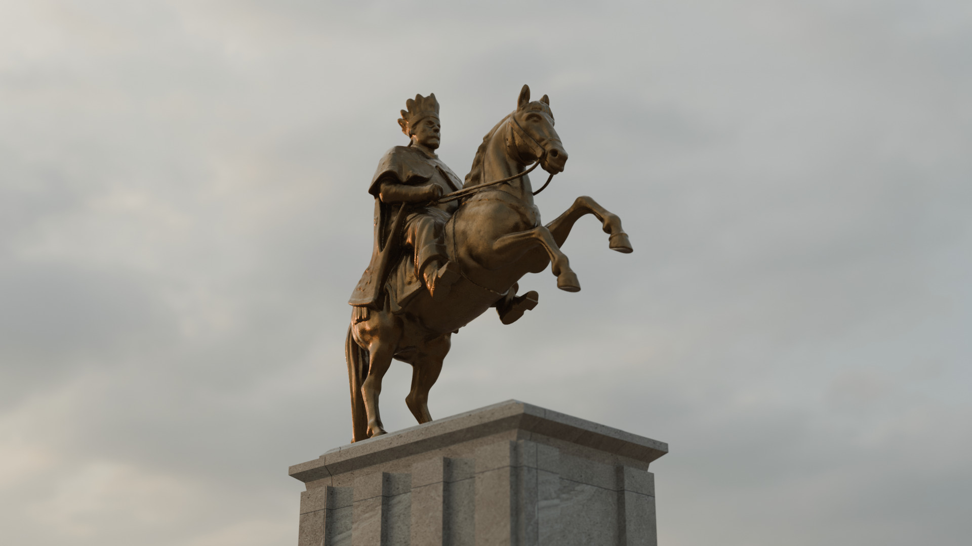 Emperor Menelik II Statue 3d model 3D model_3