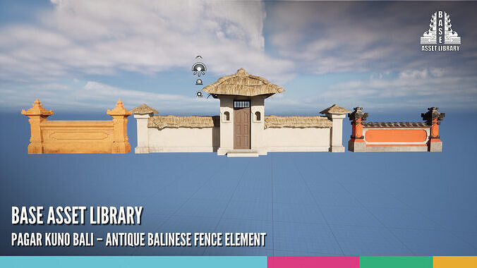 Pagar Kuno Bali Antique Balinese Fence Element 3D model