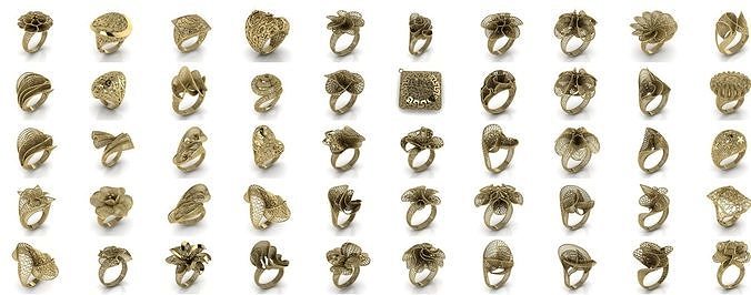 Collections 50 pcs Ultra Vision Ring Jewelry 3D print model