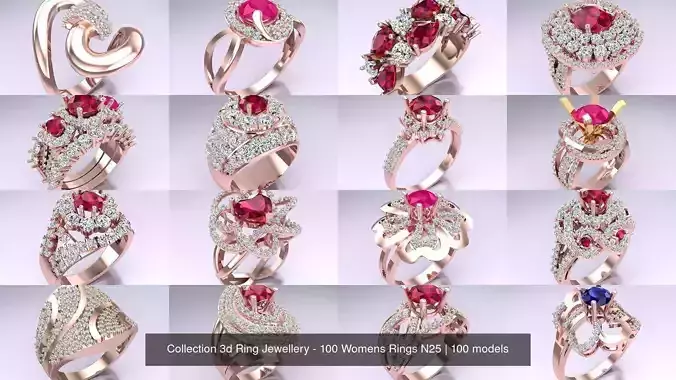 Collection 3d Ring Jewellery - 100 Womens Rings N25 
