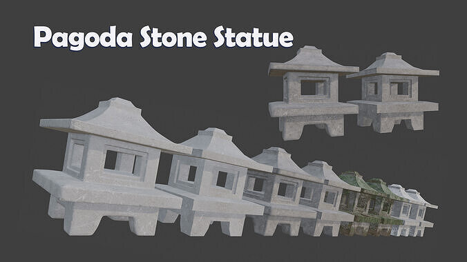 Pagoda Stone Statue Low-poly 3D model