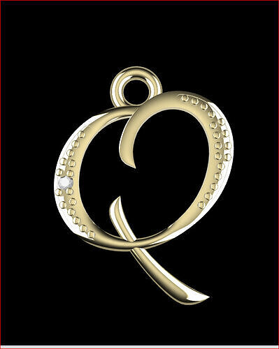 Letter Q- Diamond-Studded 3D Model - P-23 3D print model 3D print model