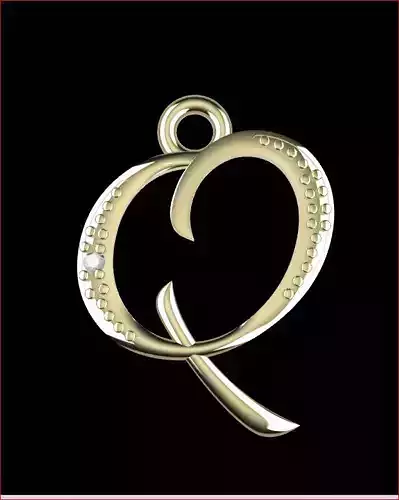 Letter Q- Diamond-Studded 3D Model - P-23 3D print model
