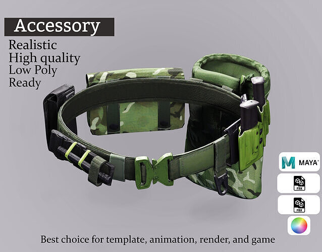Tactical Combat Utility Belt - Game Ready 3D Asset Low-poly 3D model
