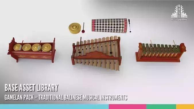 Gamelan Pack Traditional Balinese Musical Instruments 3D model