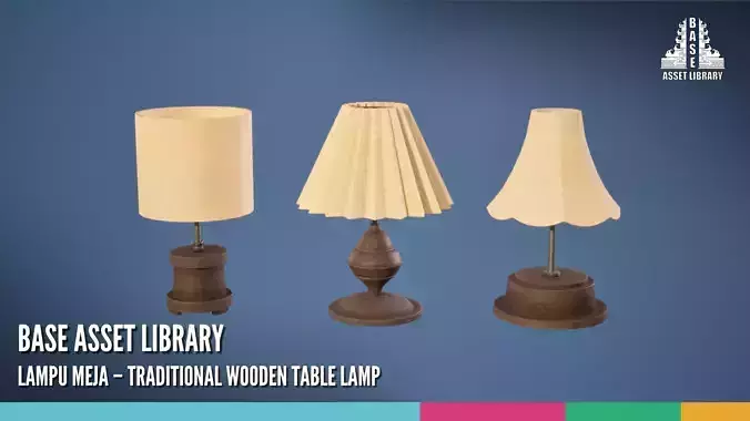 Lampu Meja Traditional Wooden Table Lamp