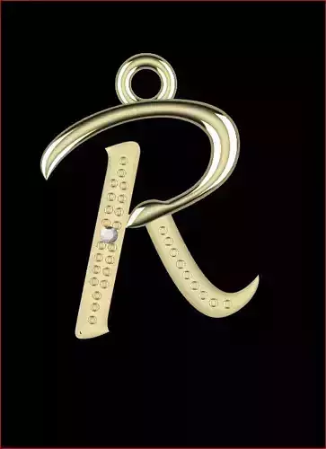 Letter P- Diamond-Studded 3D Model - R-24 3D print model 