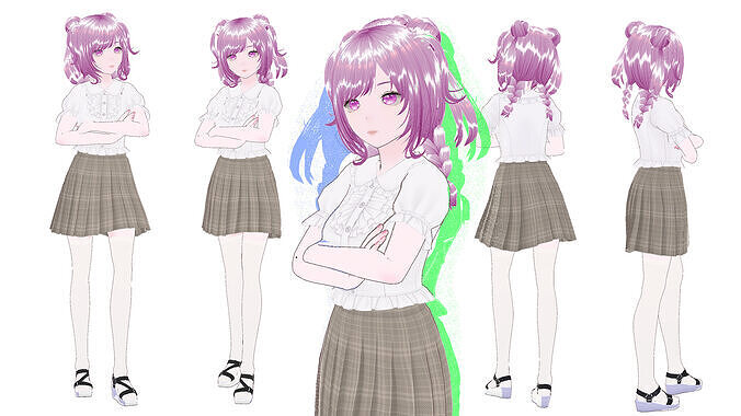 Anime Girl 4 Outfits Bundle Fully Rigged