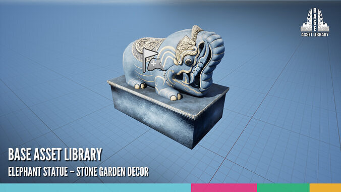 Elephant Statue Stone Garden Decor 3D model