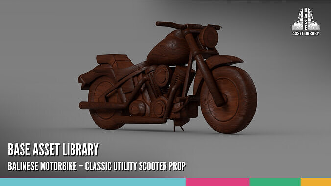 Balinese Motorbike Classic Utility Scooter Prop 3D model