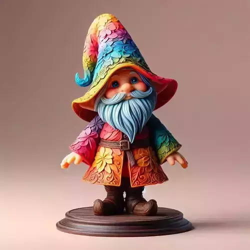 1042Fairy Tale Gnome Color Full Body Figurine on Base