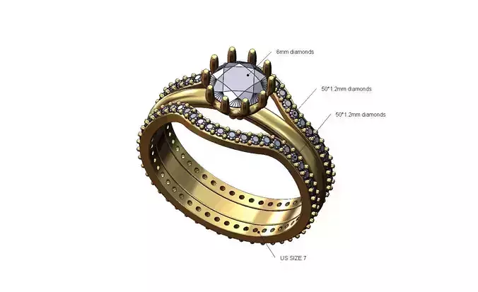 Curved etenity gurads crown 6mm setting diamond ring US size 7