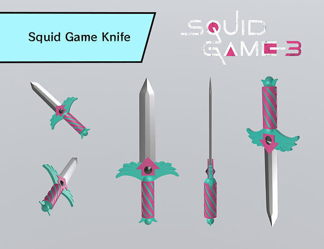 Squid Game-Inspired Knife Low-poly 3D model