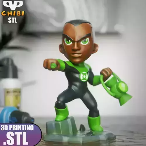Green Lantern Chibi STL for 3D Printing ChibiSTL 3DXM
