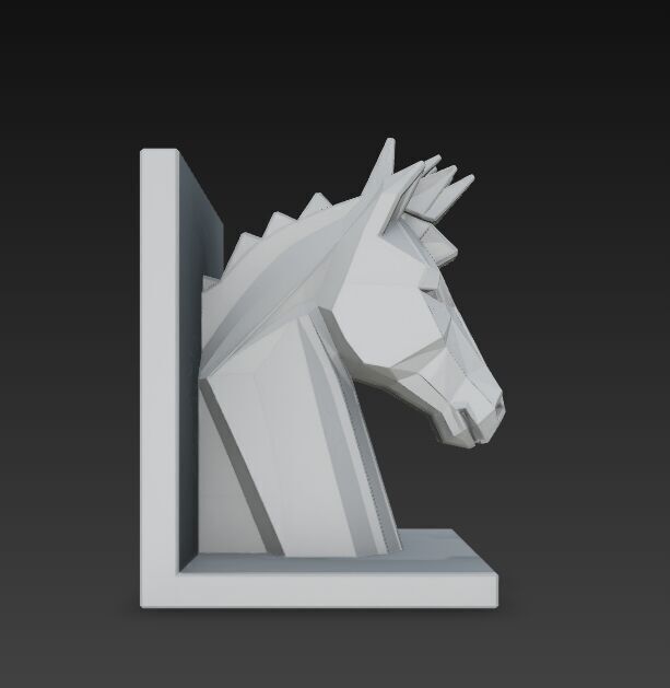 Polygon Horse Head Bookend  Geometric Decorative Model 3D model_8