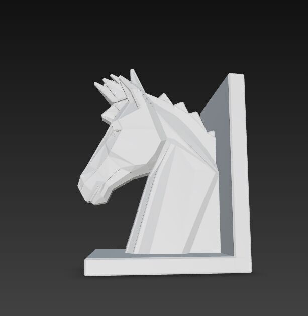 Polygon Horse Head Bookend  Geometric Decorative Model 3D model_5