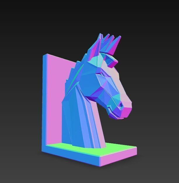 Polygon Horse Head Bookend  Geometric Decorative Model 3D model_12