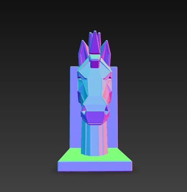 Polygon Horse Head Bookend  Geometric Decorative Model 3D model_1