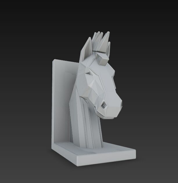 Polygon Horse Head Bookend  Geometric Decorative Model 3D model_9