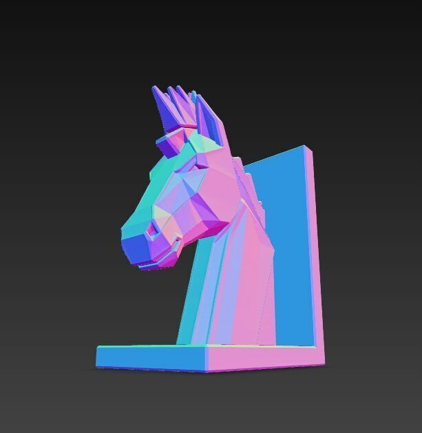 Polygon Horse Head Bookend  Geometric Decorative Model 3D model_20