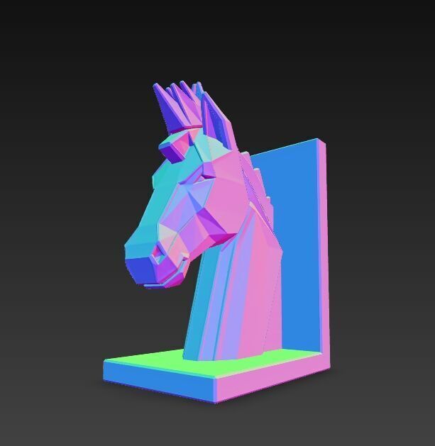 Polygon Horse Head Bookend  Geometric Decorative Model 3D model_16