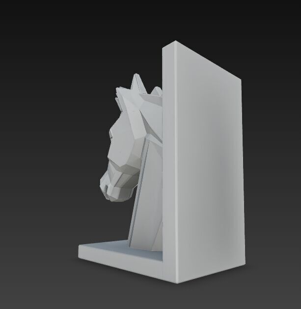 Polygon Horse Head Bookend  Geometric Decorative Model 3D model_13