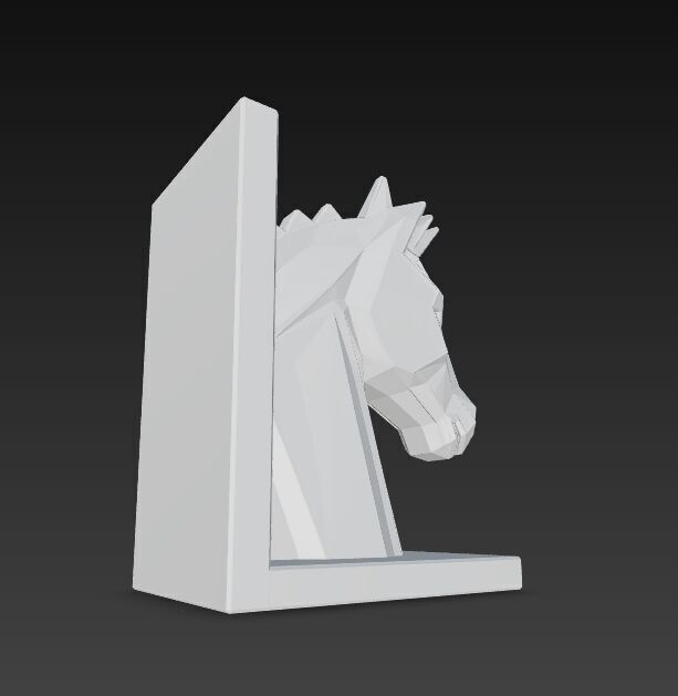 Polygon Horse Head Bookend  Geometric Decorative Model 3D model_2