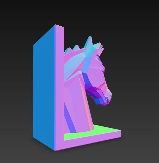 Polygon Horse Head Bookend  Geometric Decorative Model 3D model_17