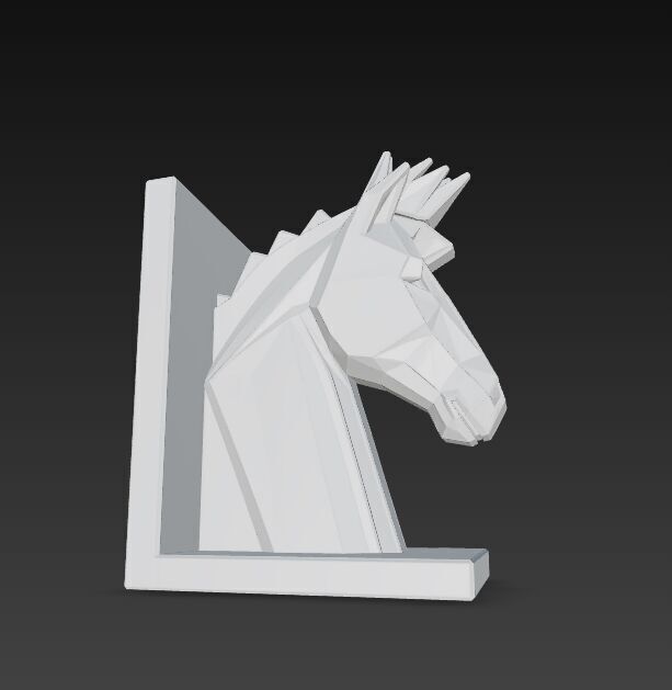 Polygon Horse Head Bookend  Geometric Decorative Model 3D model_23