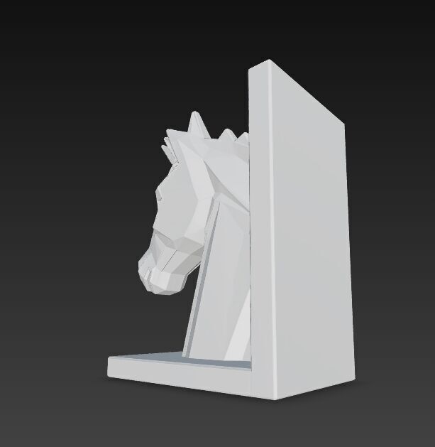 Polygon Horse Head Bookend  Geometric Decorative Model 3D model_4