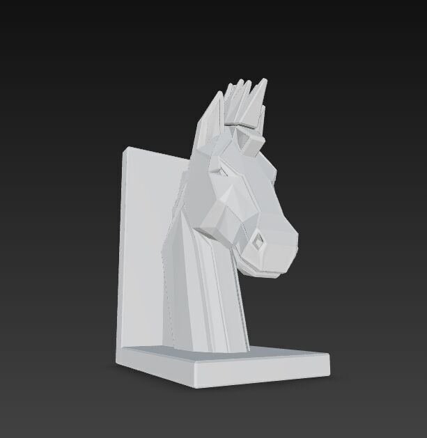Polygon Horse Head Bookend  Geometric Decorative Model 3D model_22