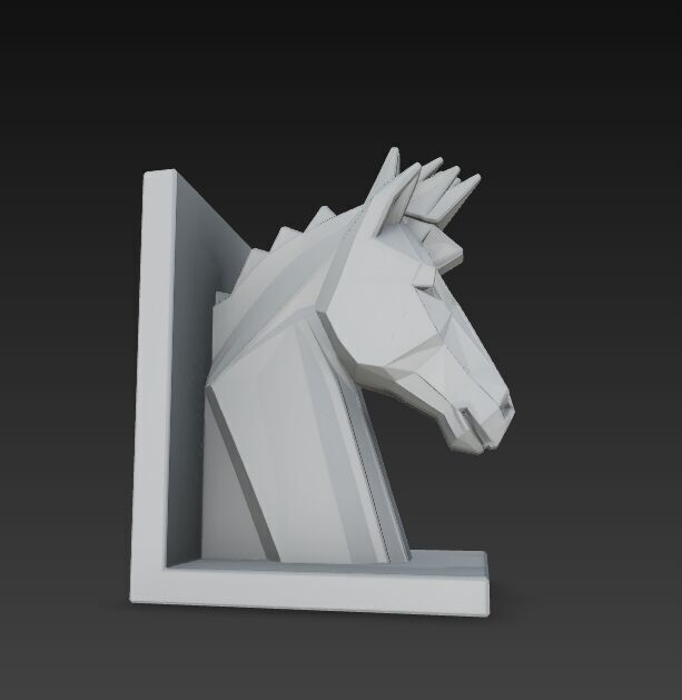 Polygon Horse Head Bookend  Geometric Decorative Model 3D model_10
