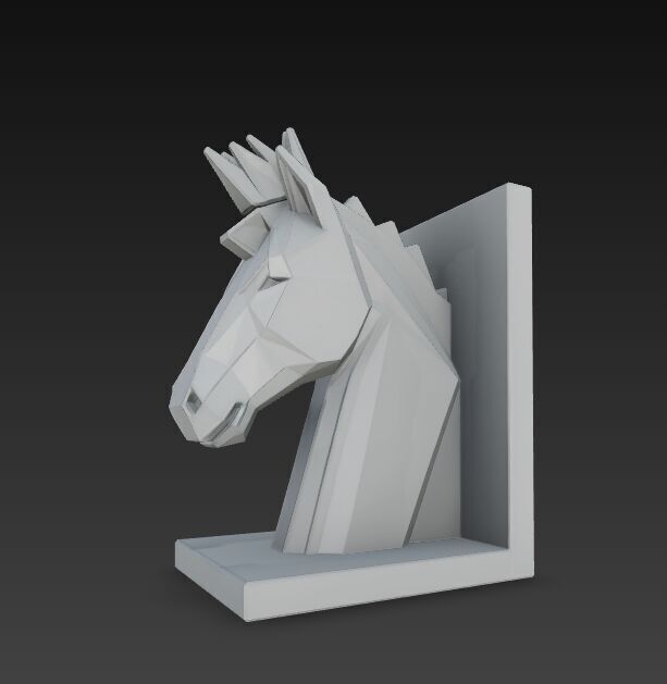 Polygon Horse Head Bookend  Geometric Decorative Model 3D model_14