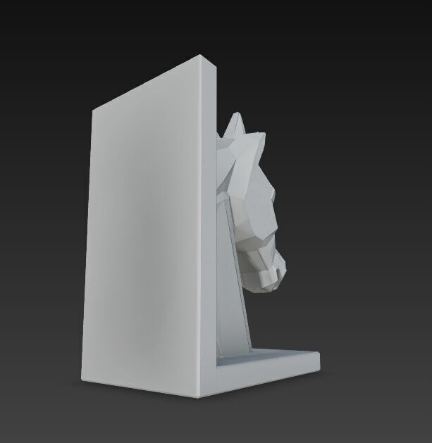 Polygon Horse Head Bookend  Geometric Decorative Model 3D model_11