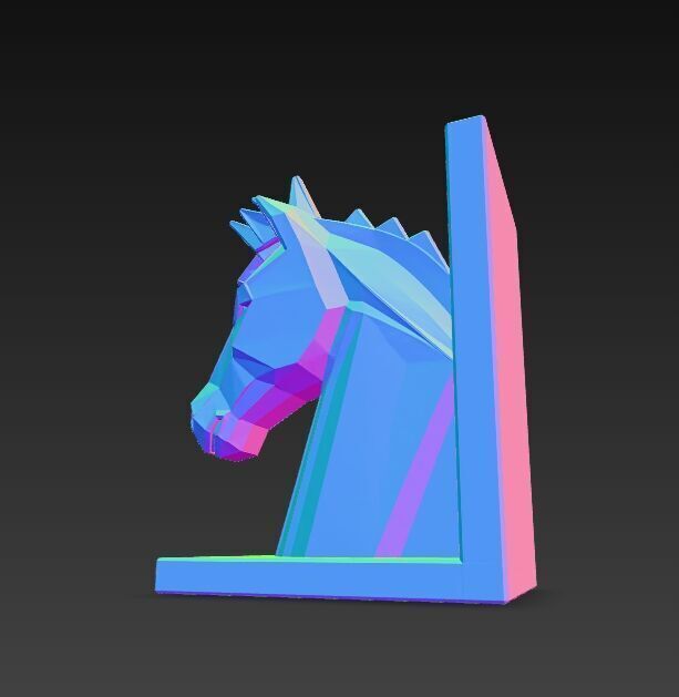 Polygon Horse Head Bookend  Geometric Decorative Model 3D model_19