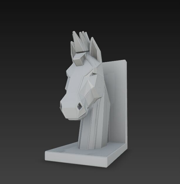 Polygon Horse Head Bookend  Geometric Decorative Model 3D model_15