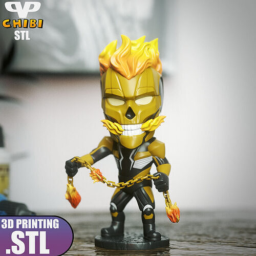 Ghost Rider Chibi STL for 3D Printing ChibiSTL 3DXM 3D print model
