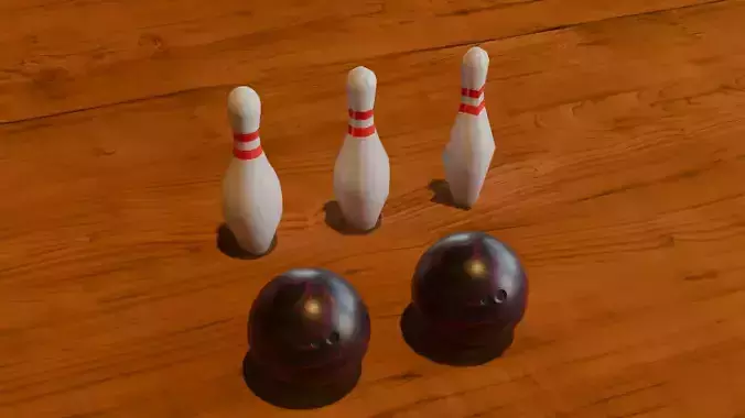 Low poly Bowling bowl and pin LOD ready