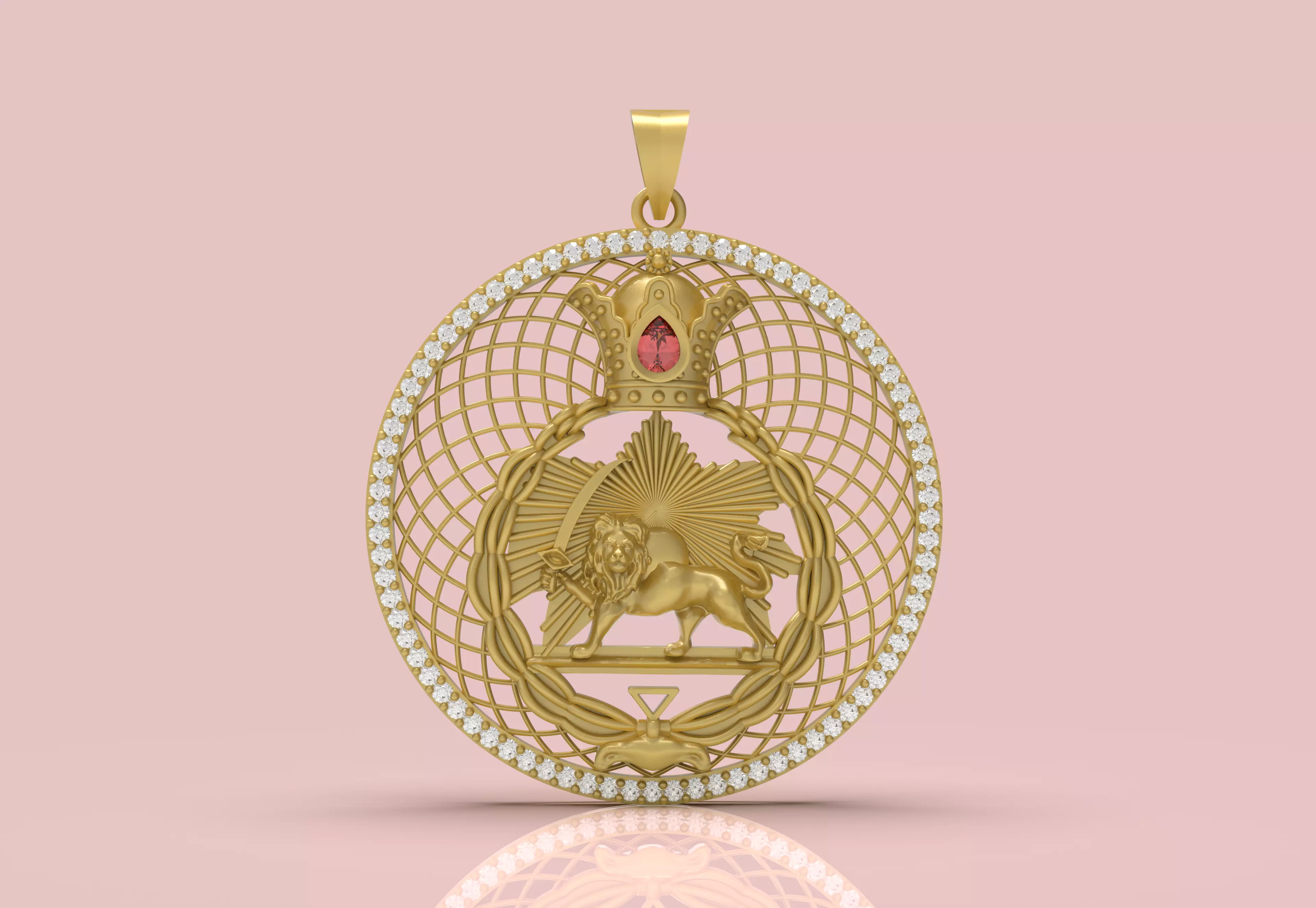 Lion Round Pendant - 0114 3D print model