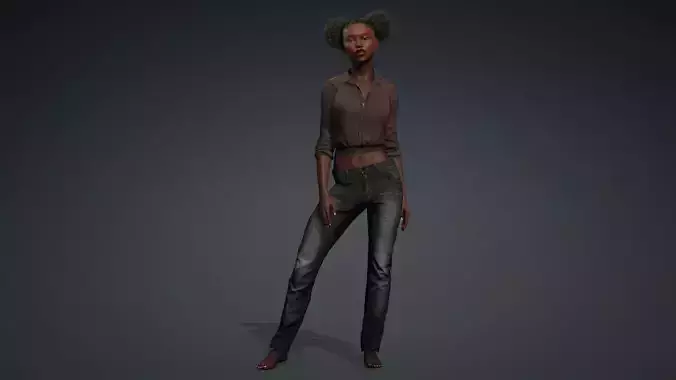 Realistic Black Woman 3D Character Model