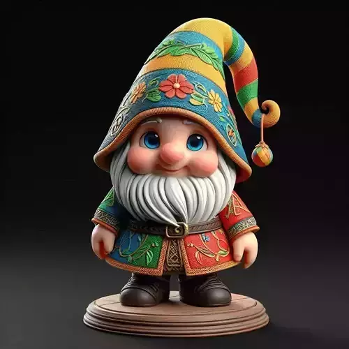 1045Fairy Tale Gnome Color Full Body Figurine on Base