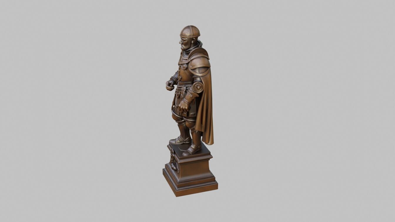 Knight Bronze Statue Low-poly 3D model_3