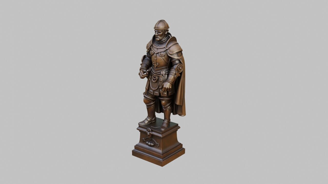 Knight Bronze Statue Low-poly 3D model_2