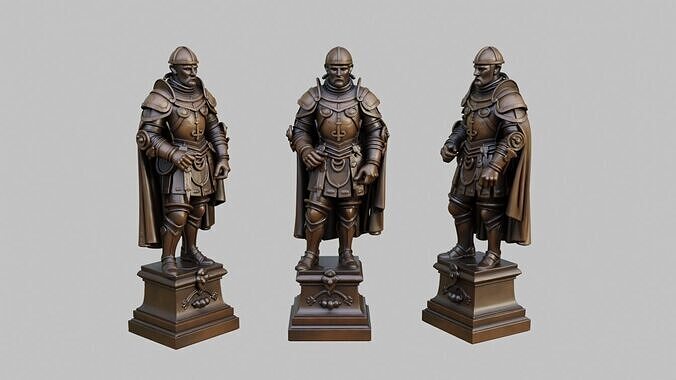 Knight Bronze Statue Low-poly 3D model